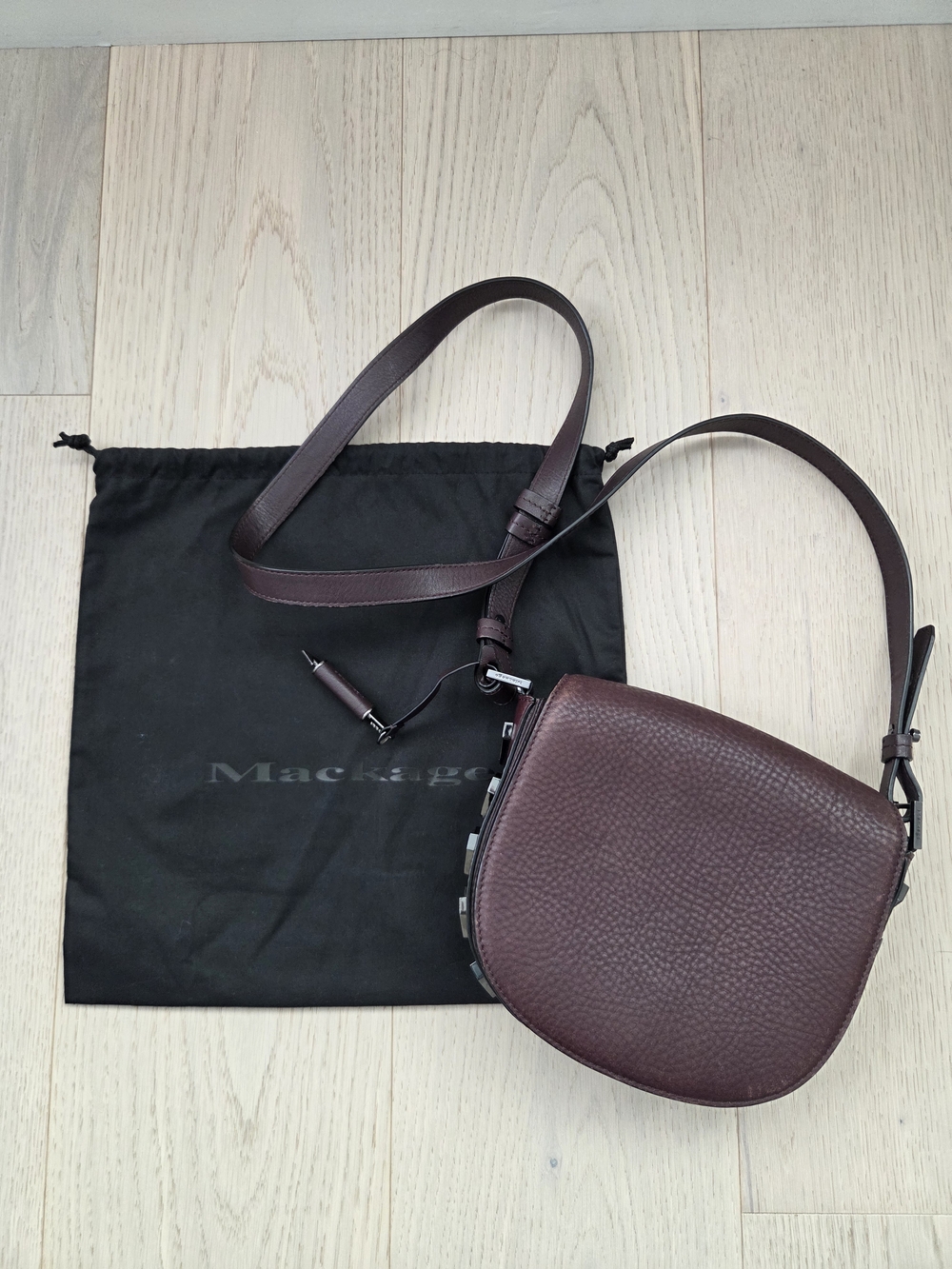 Mackage Pebbled Leather Crossbody Bag - Deep Burgundy